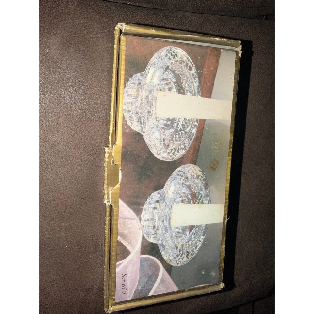 Manhattan Candle‎ Lights Moonlight 4in Crystal Votive Candle Holder Set 2 315371